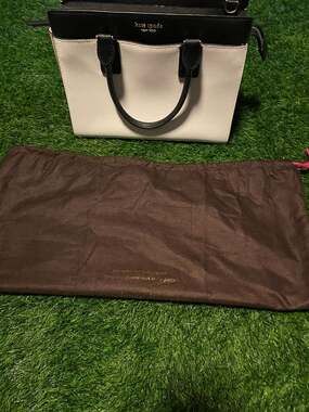 Kate Spade Cameron Medium Satchel Purse - Bright White Warm Beige BlK W/ D Bag